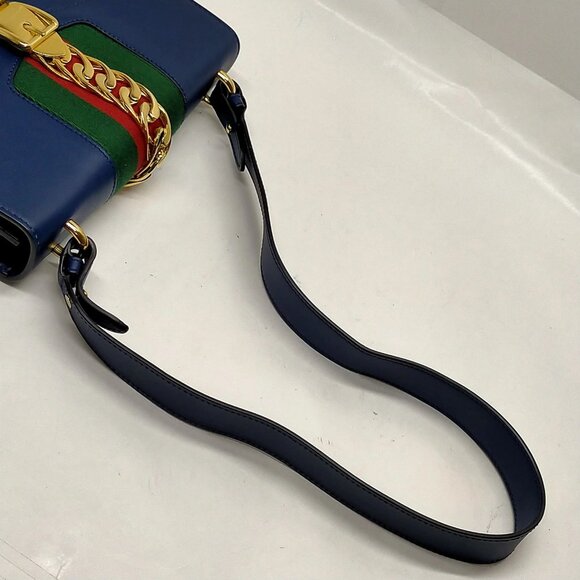 Gucci Sherry Line Navy Blue Leather Shoulder Bag mon-707-091325 - Picture 5 of 16